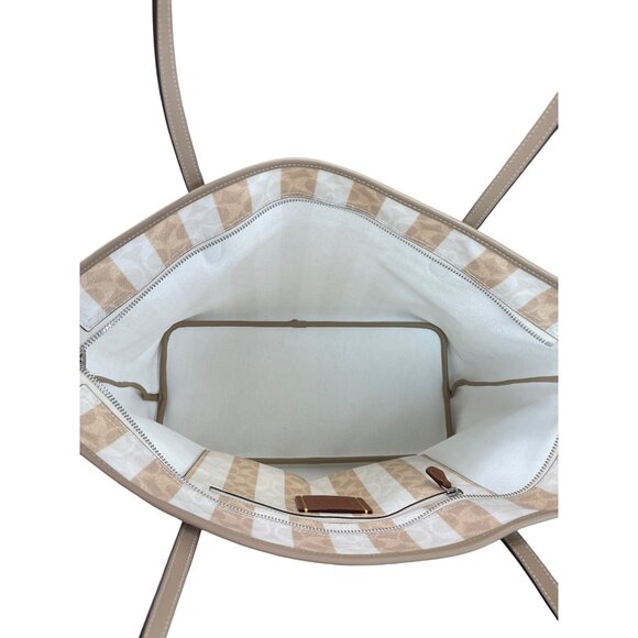 Coach sig city womans large beige striped canvas leather tote bag NWT SKU 9120 - Picture 10 of 16